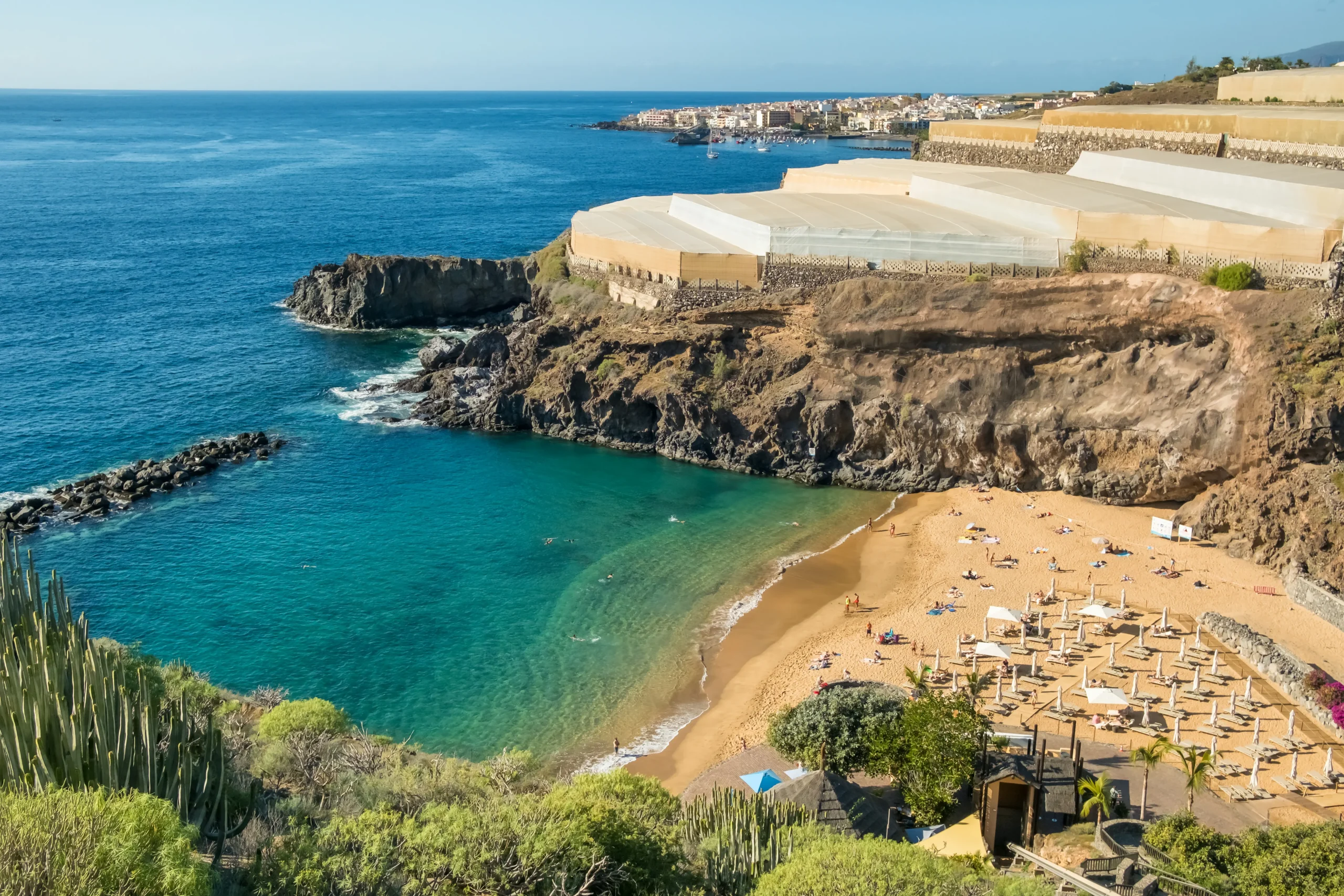 coastal cliffs and beach in Tenerife near Azuro Stays Alcalá